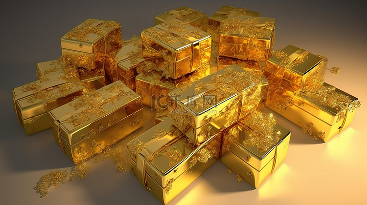 大礼物揭开金色繁荣富贵物品的 