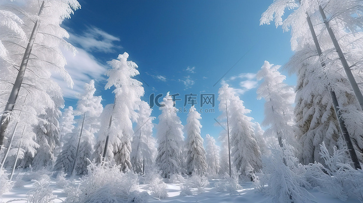 白雪皑皑的仙境 3d 森林在冬