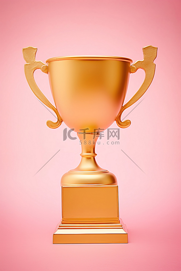 粉色背景上的金色奖杯