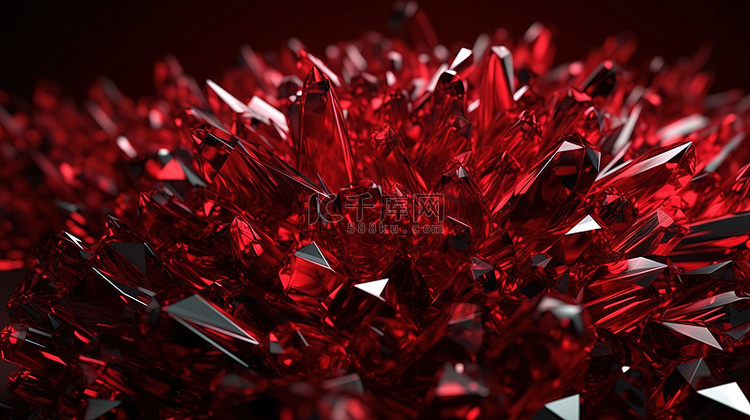 3d 呈现形式的抽象红色晶体