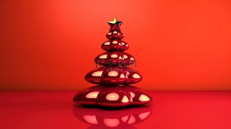 3D 渲染的圣诞树站在充满活力