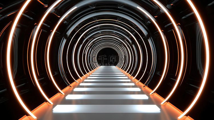 无尽的对称隧道透视充满活力的 