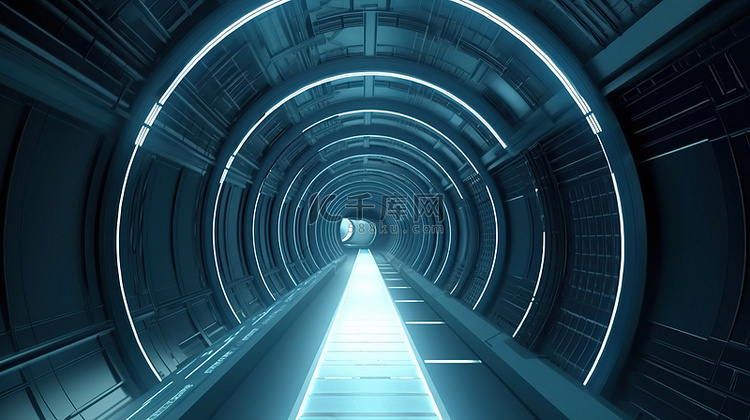 宇宙飞船或车站的未来隧道建筑 