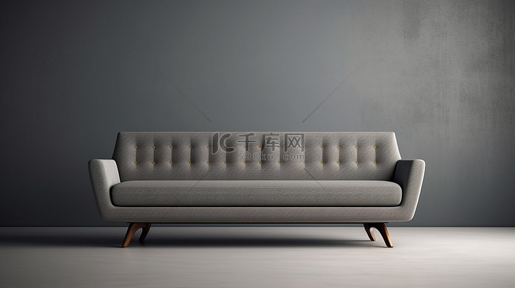 现代沙发在中性灰色背景上以 3