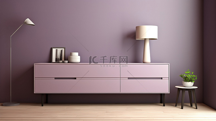 优雅的紫色餐边柜与时尚简约的房