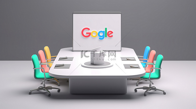 3D 插图 Google Meet 模板