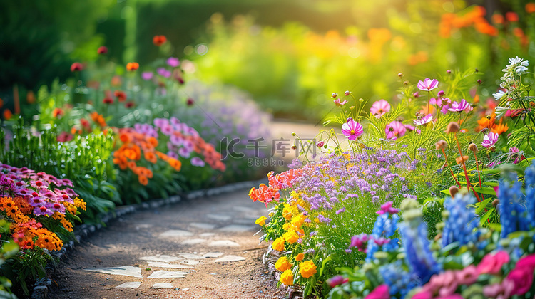 春天感觉的公园鲜花盛花设计