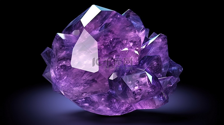 圆形紫水晶宝石的 3d 渲染
