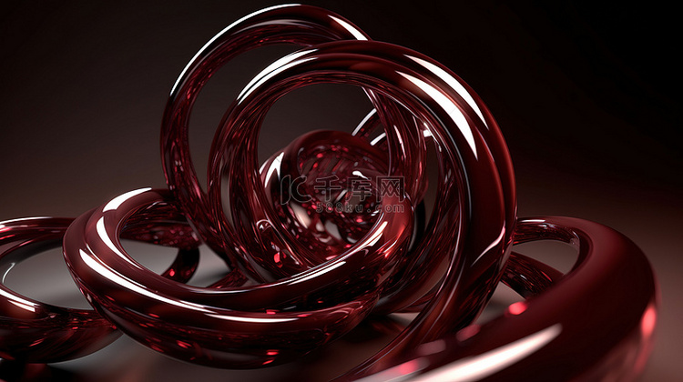 勃艮第色调螺旋图的 3d 渲染