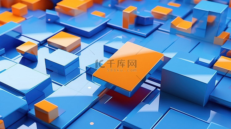 橙色和蓝色几何平台信用卡和礼品