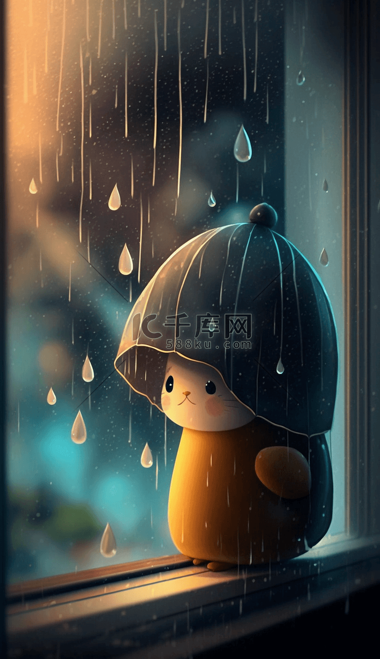 雨点可爱的小动物卡通背景