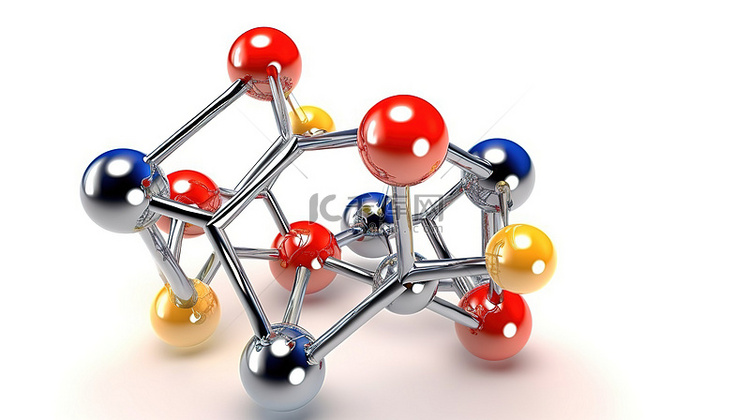 白色背景下呈现的 3D 渲染化