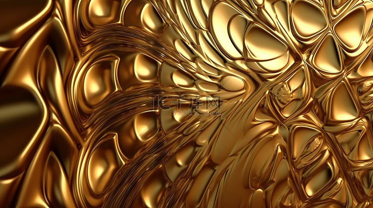 金色幻觉艺术豪华 3D 渲染令