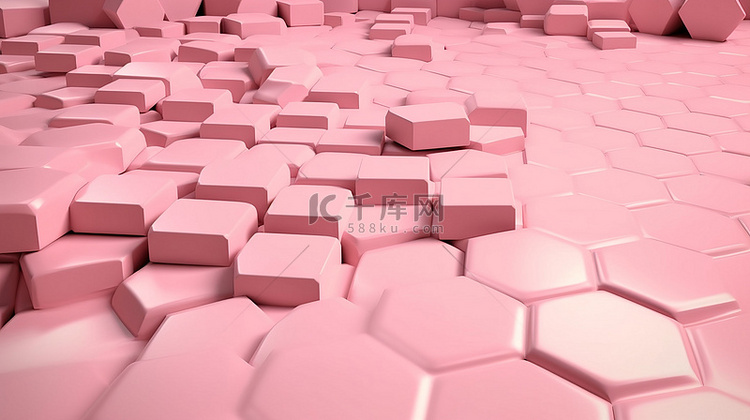 粉红色的产品展示 3d 六边形