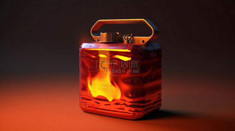 汽油罐的燃烧 3D 渲染