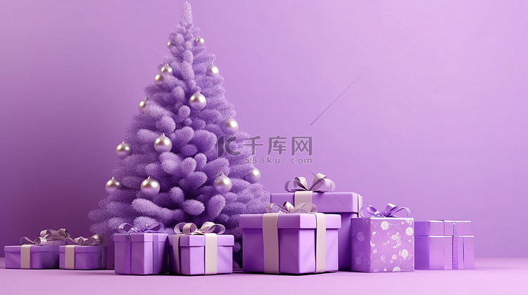 节日促销横幅紫色背景，带 3D