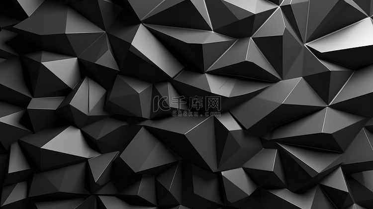 具有几何黑色设计的低聚墙的 3