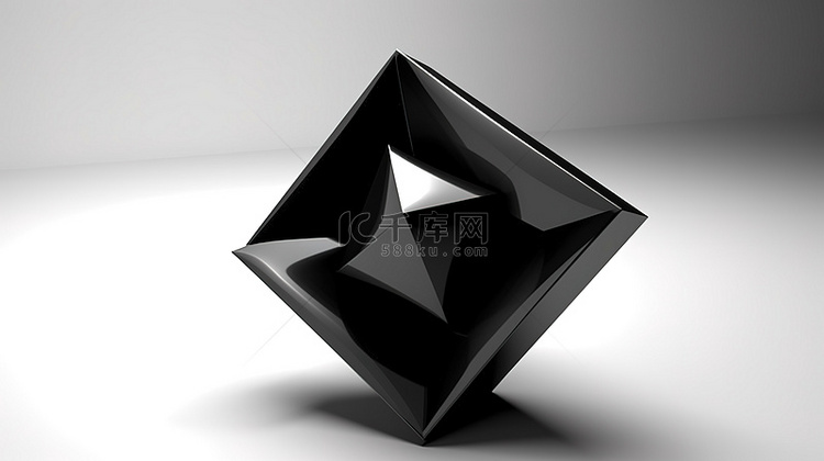 白色背景与几何黑色形状的 3D