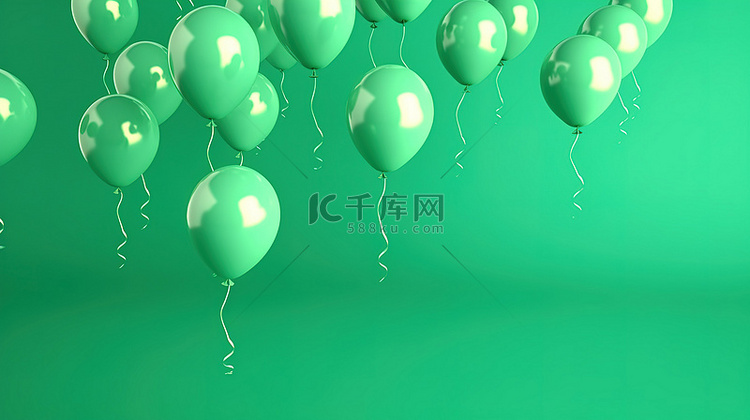 气球在郁郁葱葱的绿色背景上跳跃