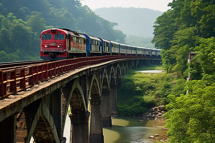 火车沿着木桥行驶
