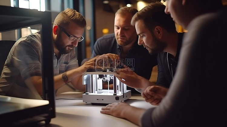 三人组正在合作安装 3D 打印机