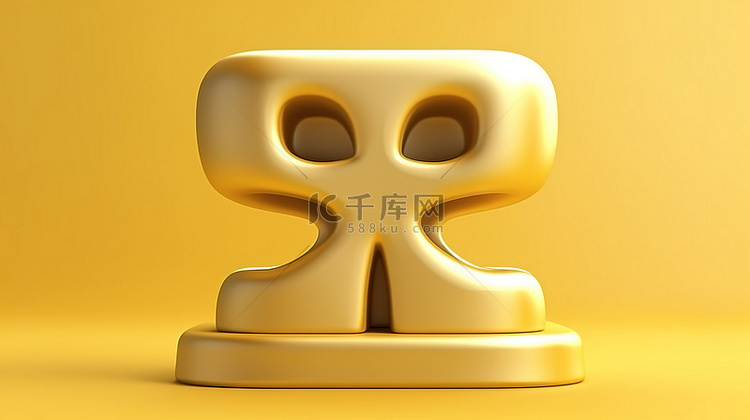 金骨徽章 3D 渲染的社交媒体