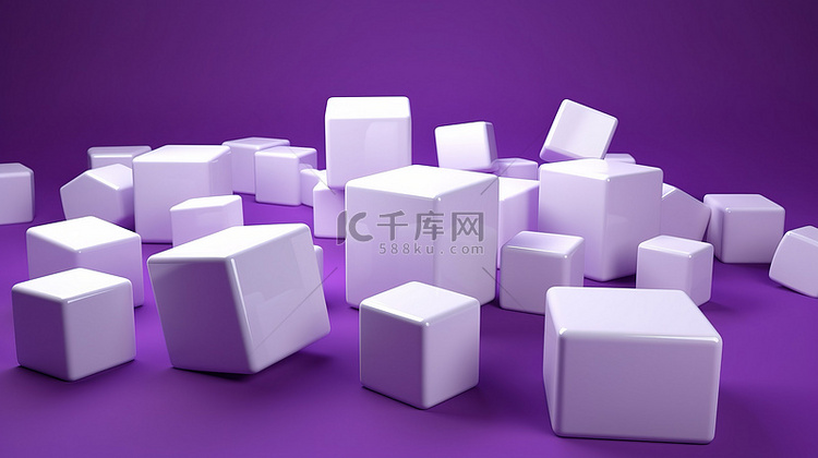 紫色方形背景承载白色 3d 语