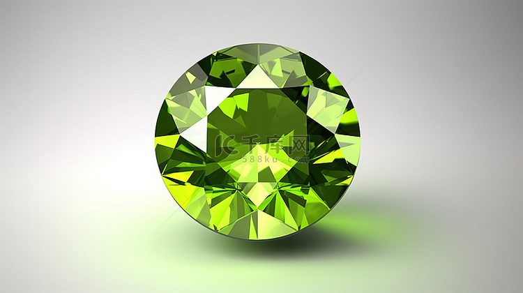 圆形橄榄石宝石的 3d 渲染