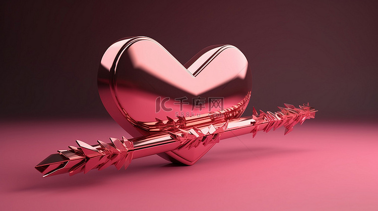 情人节抽象粉红色心箭在金属粉红
