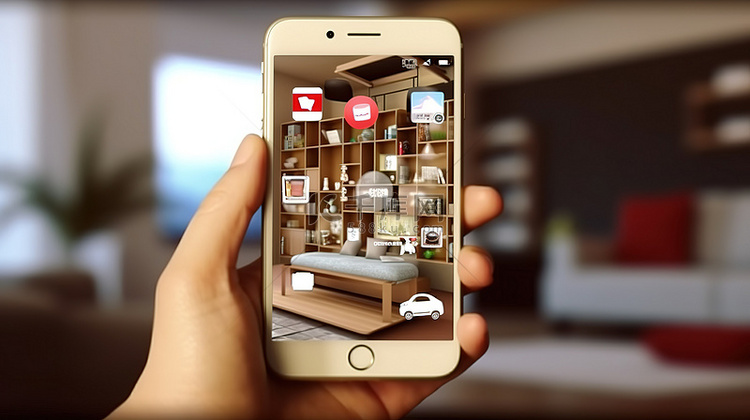 3D 渲染客厅未来现代生活概念