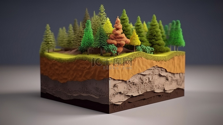 令人惊叹的 3D 森林景观的横