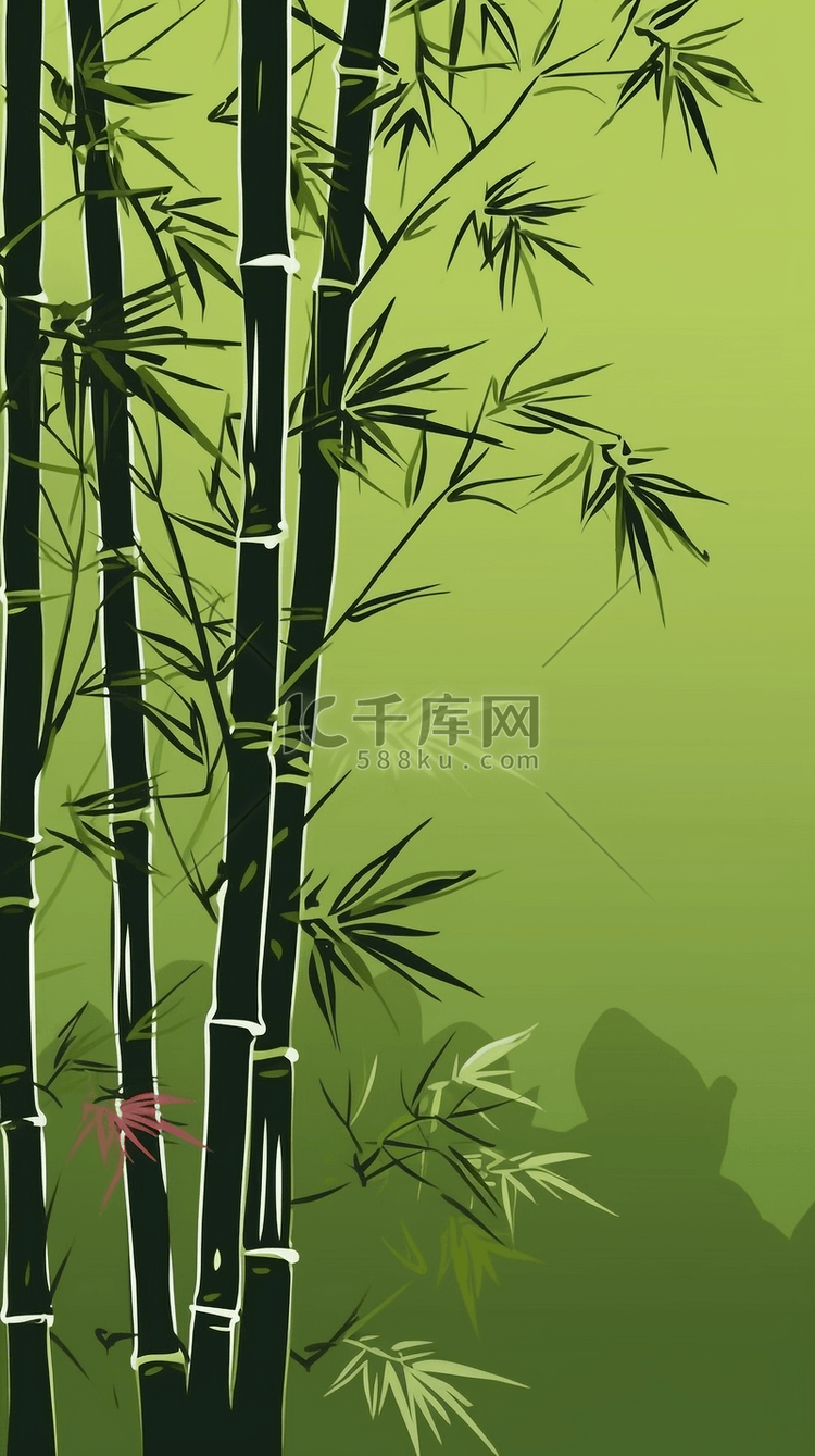 翠竹背景卡通竹子创意插画自然背