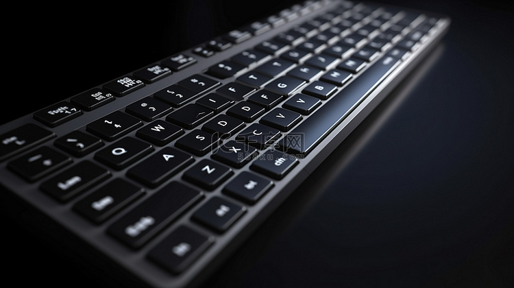 黑色键盘与 3d 渲染中的电子
