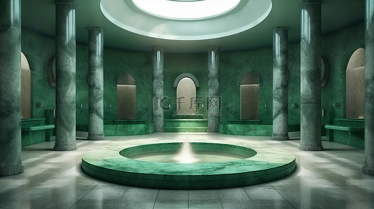 采用绿色大理石设计的土耳其浴室