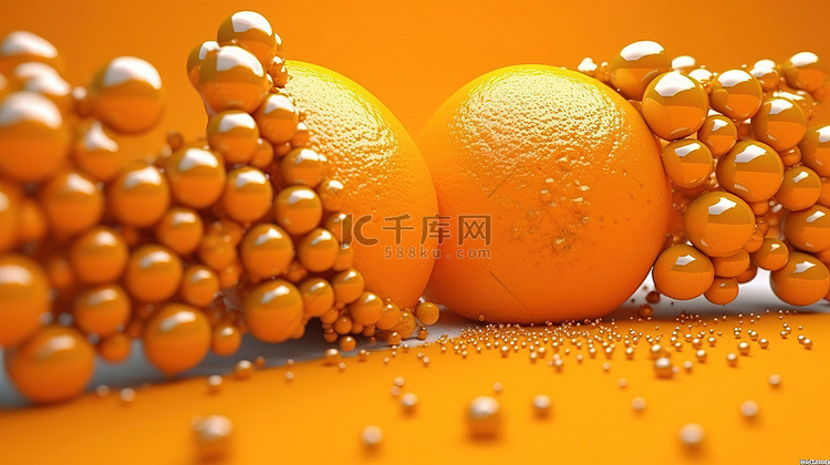 热情的橙色排版抽象 3D 插图