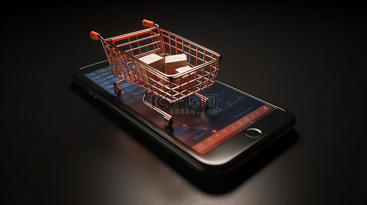 3D手机和购物车网上购物