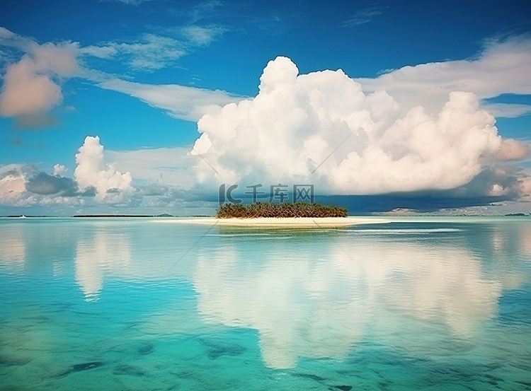 这张照片是碧绿海水中的一座小岛
