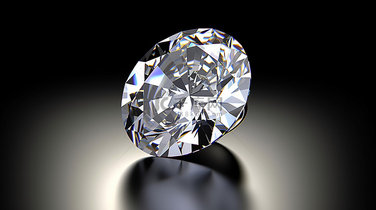 椭圆形切割钻石的单独 3D 插图