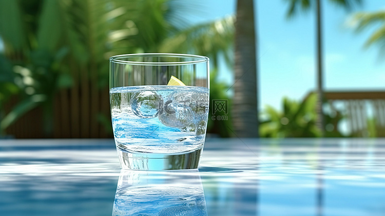 在热带环境中用冰块纯净水进行清