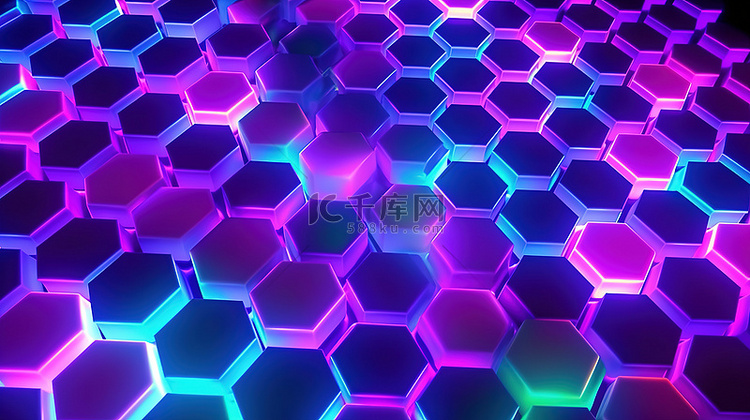 充满活力的紫外线紫色六边形抽象