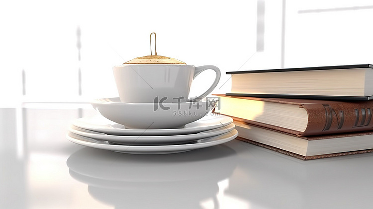 图书馆词典和咖啡杯的完美组合可