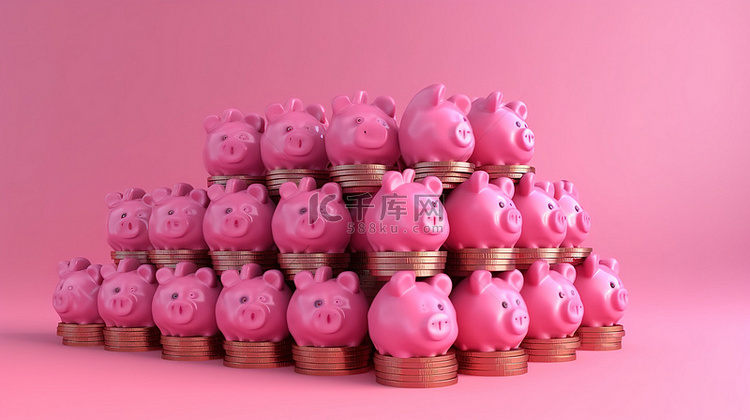 粉色数字猪，比特币的 3D 渲