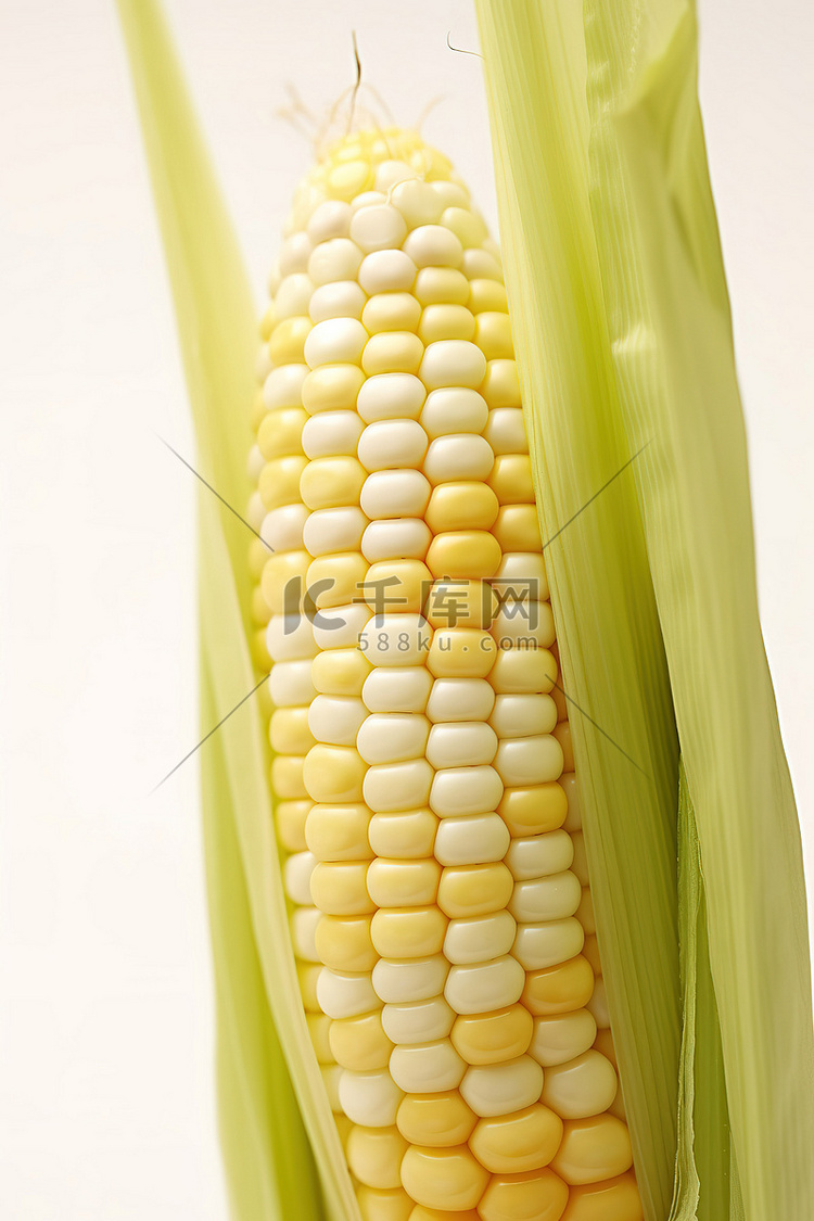 玉米坐在白色背景上