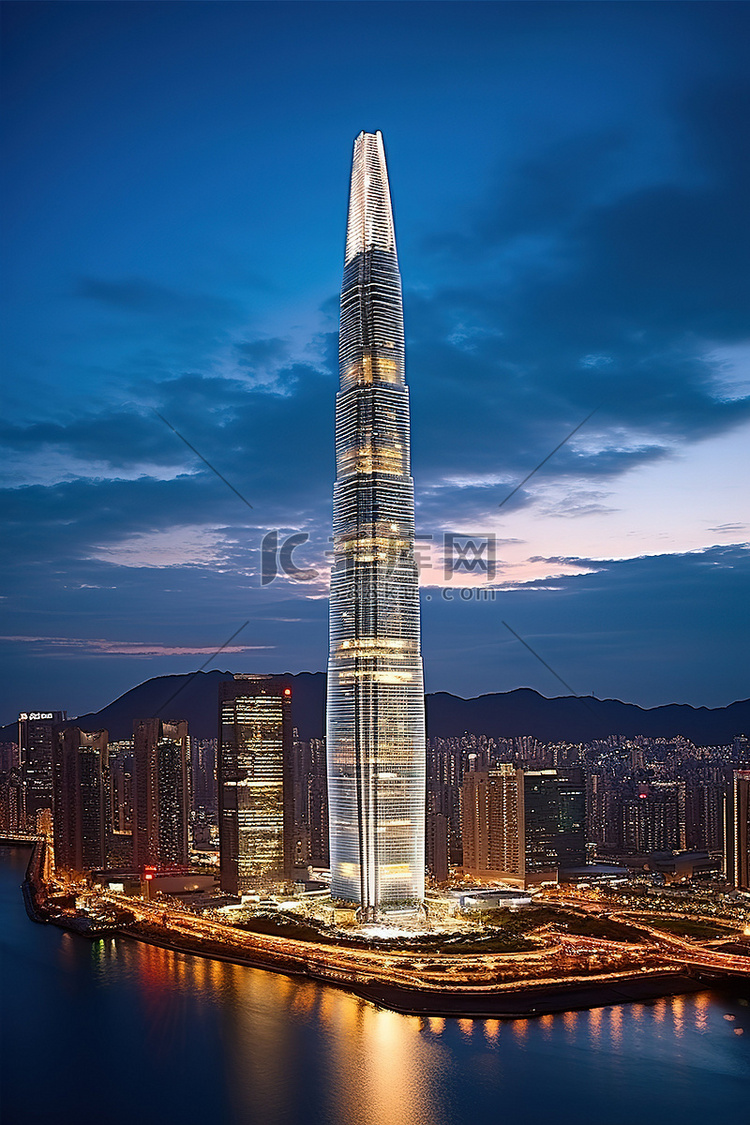 香港最高建筑清潭的黄昏