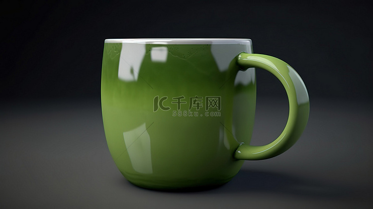 绿茶和咖啡杯在灰色背景下的 3