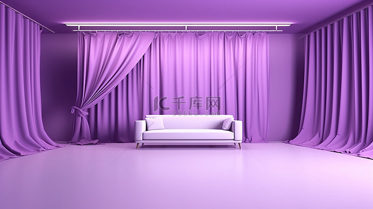 紫色摄影工作室背景的 3D 渲