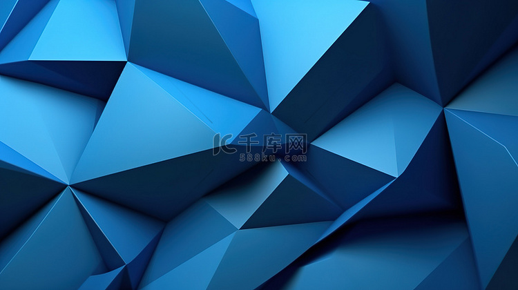 背景场景上的 3d 蓝色三角形