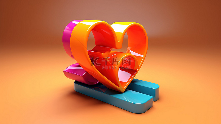 简约的 3D 渲染爱情浏览器主页