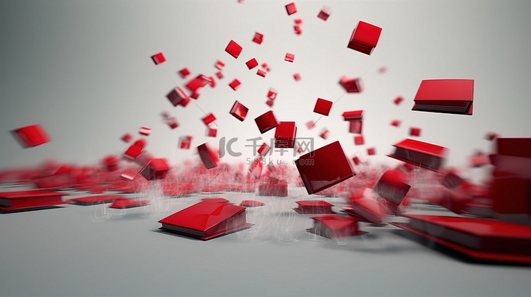 充满活力的 3D 模拟红色书籍