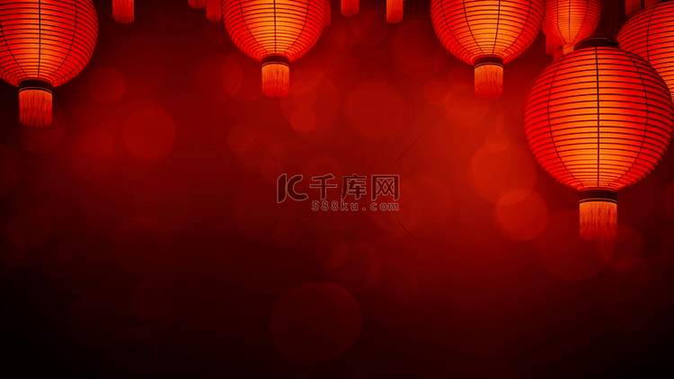 灯笼光晕中国红色传统节日广告背